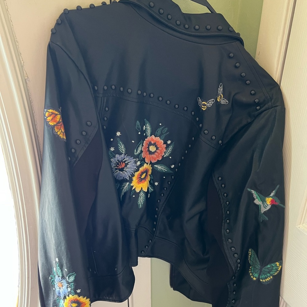 Studded Embroidered Floral Moto Jacket Torrid